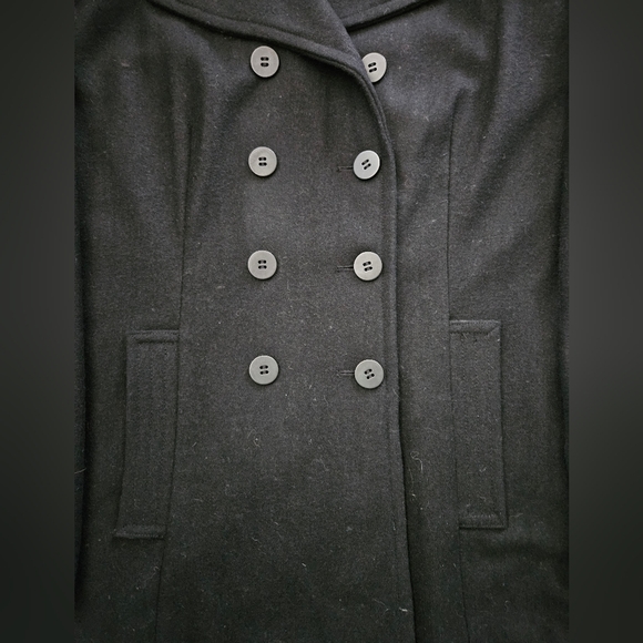 NWOT - Jones New York Wool Blend Black Pea Coat - Size 16 - Picture 7 of 10